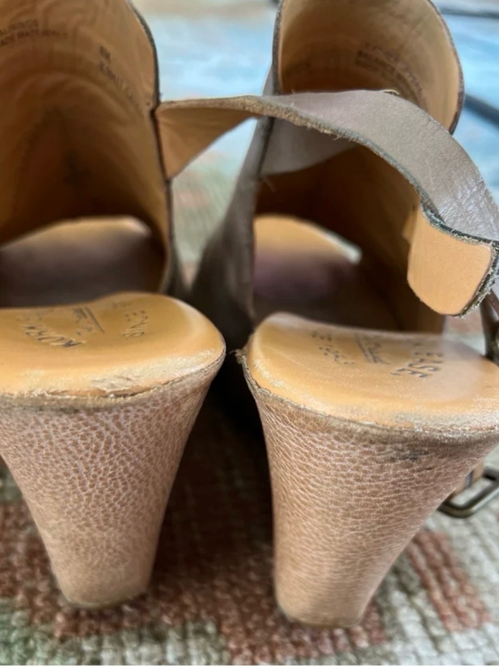 Kork-Ease Women's Sandals Leather Wedge Slingback in Taupe Size 8 M - Picture 7 of 8
